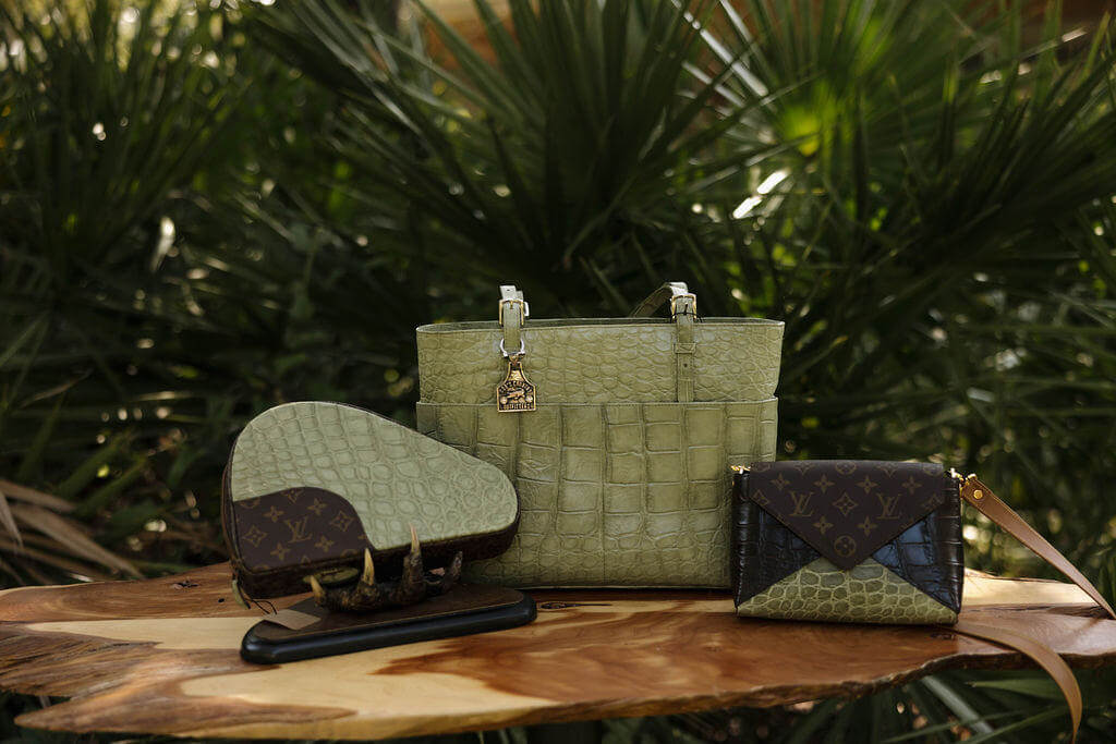 Sage Green Alligator Zippered Tote 8