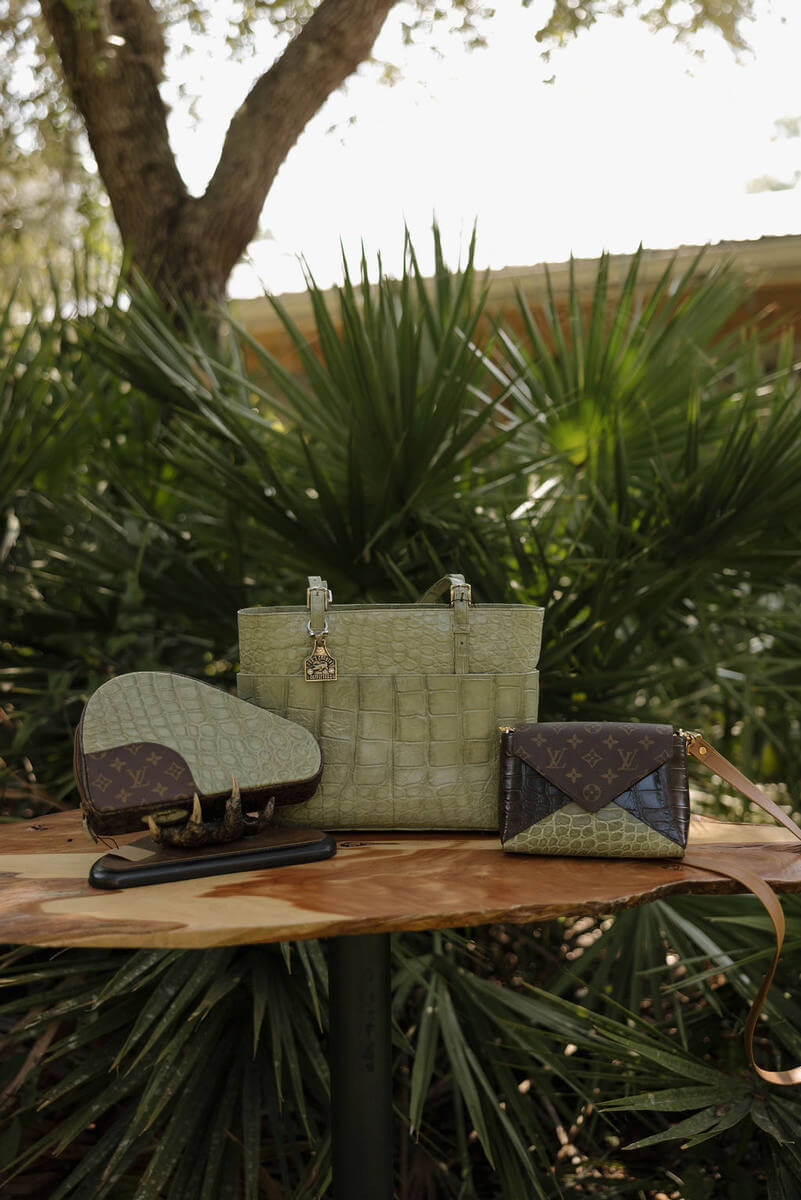 Sage Green Alligator Zippered Tote 12