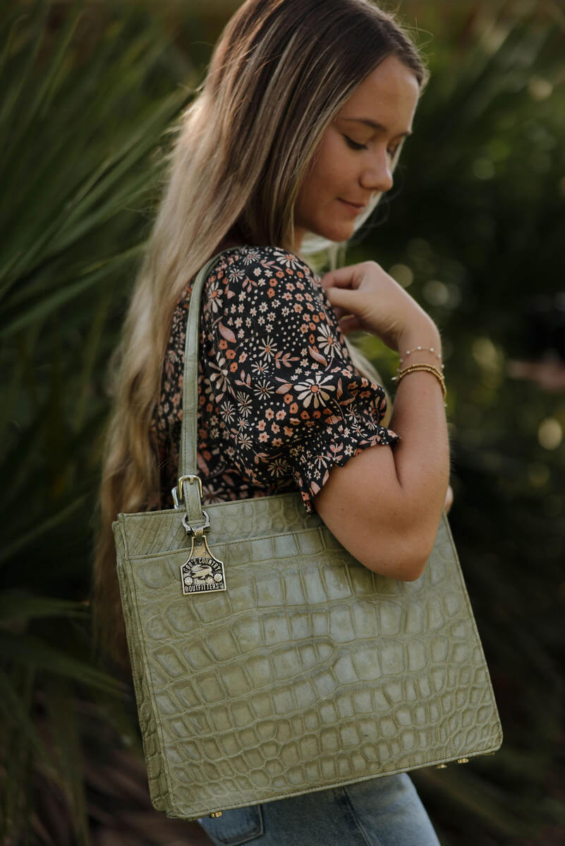 Sage Green Square Tote 5